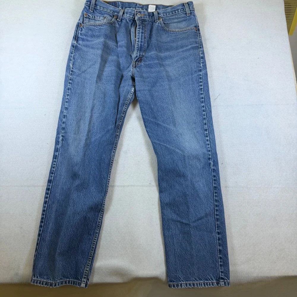 Levis 505 Regular Fit Straight Leg Jeans Mens 38x32 Medium Wash Blue Denim